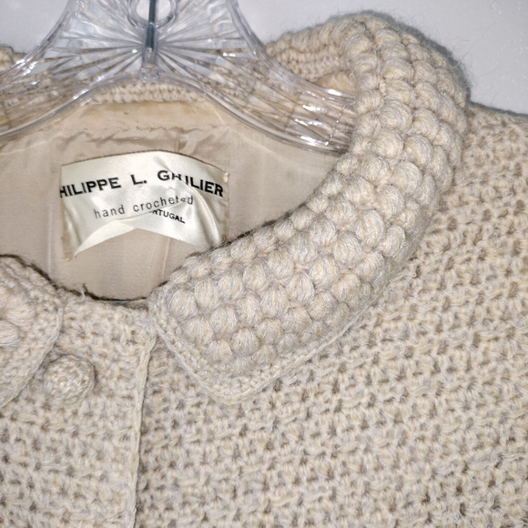 Vintage Philippe L. Gaulier Hand Crocheted Single Breasted Button Down Jacket - Picture 3 of 10